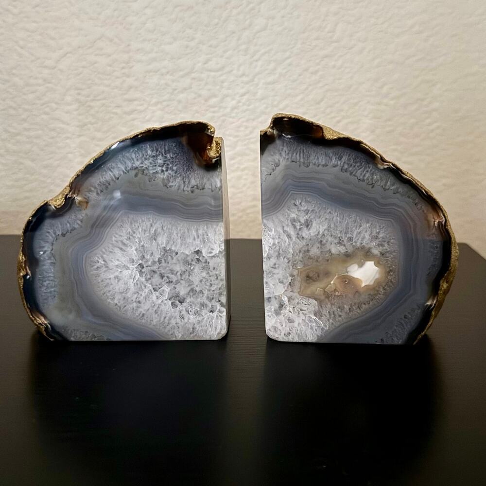 Natural Agate Geode Bookends